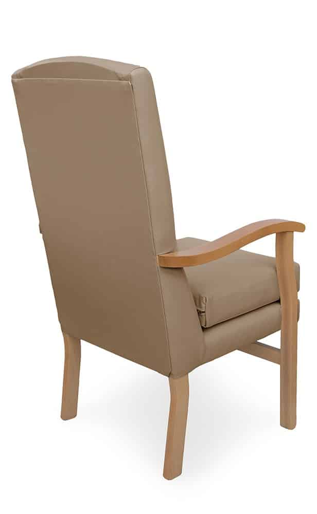 Mawcare - The Deepdale - high seat orthopedic fireside Armchair in Richmond Mushroom fabric.