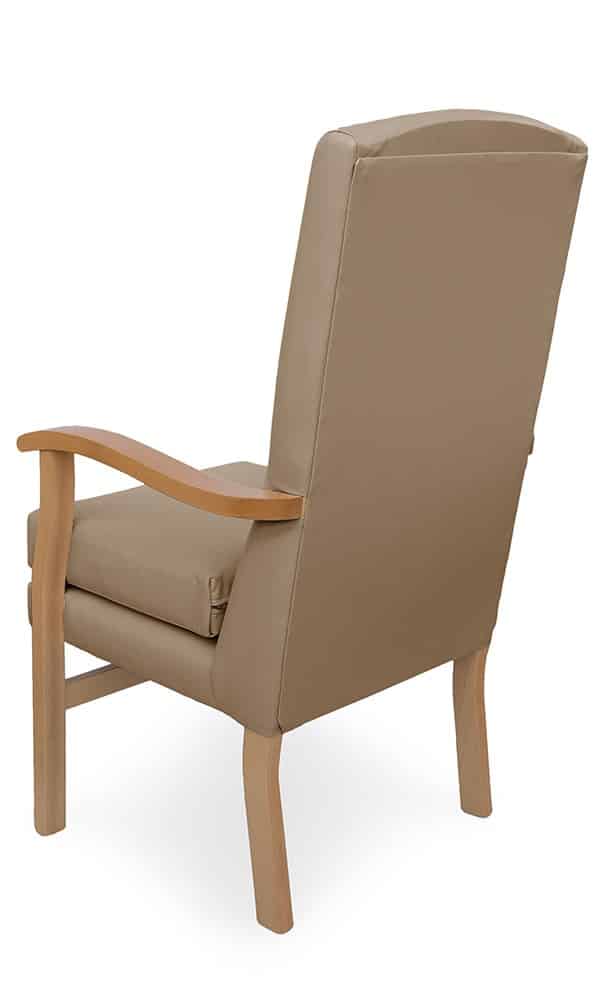 Mawcare - The Deepdale - high seat orthopedic fireside Armchair in Richmond Mushroom fabric.