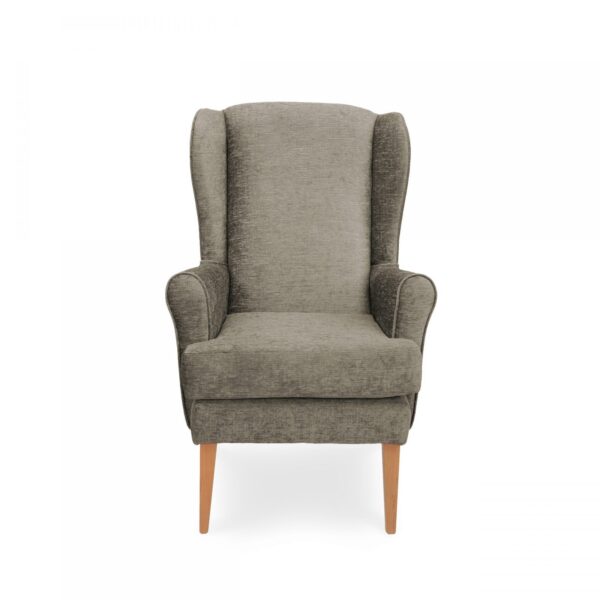 Mawcare - The Morecombe - high seat orthopedic Wingback fireside Armchair in Darcy Fawn fabric, Stain Resistant Finish, Waterproof, Breathable, Anti-microbial