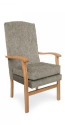 Mawcare - The Deepdale - high seat orthopedic fireside Armchair in Darcy Fawn fabric.